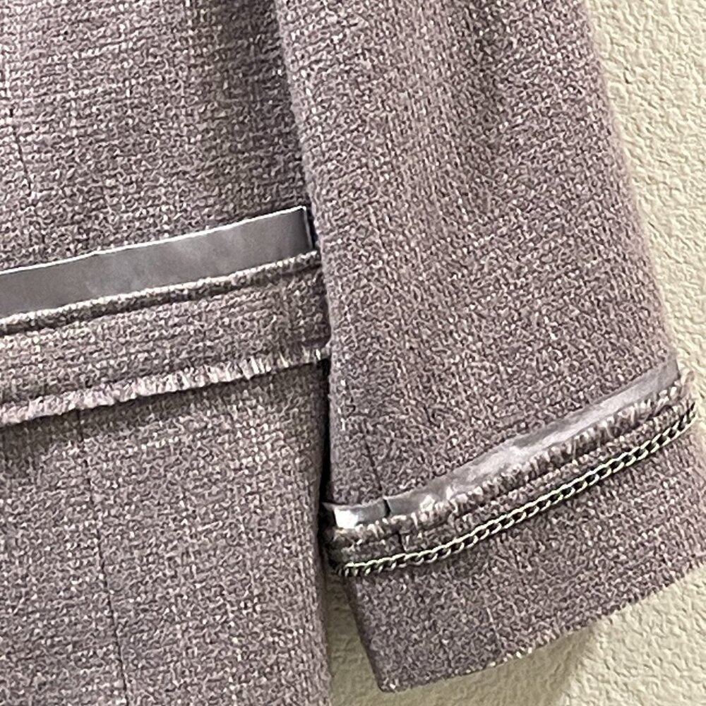HALOGEN Wool Blend Embellished Gray Tweed Blazer 3/4 Sleeve Women XL - Picture 5 of 8